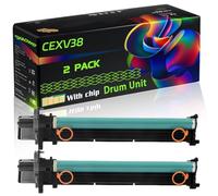 CEXV38 Compatible for Canon Drum Unit with Chip iR ADVANCE 4225i 4235i iR4025i iR4035i iR4225i iR4235i iR4245i Printers (2-Pack Black)