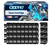 CEXV47 Toner Cartridge Compatible for Canon iR ADVANCE C250i C350i C350P C351iF Printers, With Chip Large Capacity 5300 Pages (4-Pack BK/C/M/Y)