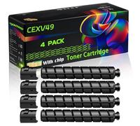 CEXV49 Compatible for Canon Toner Cartridge with Chip iR ADVANCE C3320i C3325i C3330i C3520i C3525i Printers (4 Pack Black)
