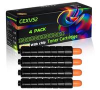 CEXV52 Compatible for Canon Toner Cartridge with Chip iR ADVANCE C7565i C7570i C7580i DX C7765i DX C7770i DX Printers (4 Pack Black)