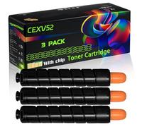 CEXV52 Compatible for Canon Toner Cartridge with Chip iR ADVANCE C7565i C7570i C7580i DX C7765i DX C7770i DX Printers (3 Pack Black)