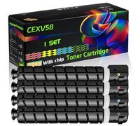 CEXV58 Compatible for Canon Toner Cartridge with Chip imageRUNNER ADVANCE DX C5840i DX C5850i DX C5860i DX Printers (4-Pack BK/C/M/Y)