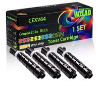 CEXV64 C-EXV64 Compatible for Canon Toner Cartridge with Chip imageRUNNER Advance DX C3900 C3922i C3926i C3930i Printers (4-Pack BK/C/M/Y)