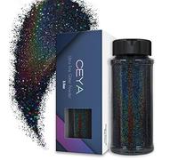 Ceya 3.5oz/ 100g Ultra Fine Glitter Powder Laser Black Holographic Glitter 1/128” 0.008” 0.2mm for Slime Epoxy Resin Craft Tumbler Jewelry Nail Art Festival Makeup Scrapbook Painting Wedding Cards