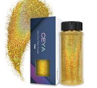 Ceya 3.5oz/ 100g Ultra Fine Glitter Powder Laser Cyan Gold Holographic Glitter 1/128” 0.008” 0.2mm for Slime Epoxy Resin Craft Tumbler Jewelry Nail Art Festival Makeup Scrapbook Painting Wedding Cards