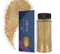 Ceya 3.5oz/ 100g Ultra Fine Glitter Powder Laser Gold and Silver Holographic Glitter 1/128” 0.008” 0.2mm for Slime Epoxy Resin Craft Tumbler Jewelry Nail Art Festival Makeup Painting Wedding Cards