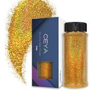 Ceya 3.5oz/ 100g Ultra Fine Glitter Powder Laser Gold Holographic Glitter 1/128” 0.008” 0.2mm for Slime Epoxy Resin Craft Tumbler Jewelry Nail Art Festival Makeup Painting Wedding Cards