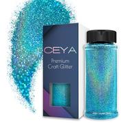 Ceya 3.5oz/ 100g Ultra Fine Glitter Powder Laser Jade Green Holographic Glitter 1/128” 0.008” 0.2mm for Slime Epoxy Resin Craft Tumbler Jewelry Nail Festival Makeup Scrapbook Painting Wedding Cards