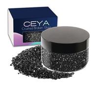 Ceya 5.3oz/ 150g Crushed Irregular Glass Black Metallic Crystal Chips Broken Glass Glitter 2-4mm Craft Chunky Glitter for Nail Arts Epoxy Resin Mold Coasters Ornament Painting Geode Phone Case Jewelry