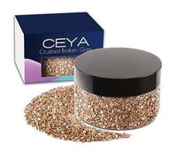 Ceya 5.3oz/ 150g Crushed Irregular Glass Champagne Gold Metallic Crystal Chips Broken Glass Glitter 2-4mm Craft Glitter for Nail Arts Epoxy Resin Coasters Ornament Painting Geode Phone Case Jewelry