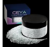 Ceya 5.3oz/ 150g Crushed Irregular Glass Clear Metallic Crystal Chip Broken Glass Chips Glitter 2-4mm Craft Chunky Glitter for Nails Art Epoxy Resin Mold Coasters Ornament Painting Geode Phone Case