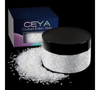 Ceya 5.3oz/ 150g Crushed Irregular Glass Colorful White Crystal Chips Broken Glass Glitter 2-4mm Craft Glitter for Nail Arts Epoxy Resin Mold Coasters Ornament Painting Geode Phone Case Jewelry Making