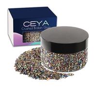 Ceya 5.3oz/ 150g Crushed Irregular Glass Gradient AB Metallic Crystal Chips Broken Glass Glitter 2-4mm Craft Glitter for Nail Arts Epoxy Resin Mold Coasters Ornament Painting Geode Phone Case Jewelry