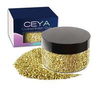 Ceya 5.3oz/ 150g Crushed Irregular Glass Light Green Metallic Crystal Chips Broken Glass Glitter 2-4mm Craft Glitter for Nail Arts Epoxy Resin Mold Coasters Ornament Painting Geode Phone Case Jewelry