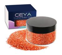 Ceya 5.3oz/ 150g Crushed Irregular Glass Pumpkin Orange Metallic Crystal Chip Broken Glass Chips Glitter 2-4mm Craft Chunky Glitter for Nails Art Epoxy Resin Mold Coasters Ornament Painting Geode