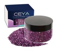 Ceya 5.3oz/ 150g Crushed Irregular Glass Purple Metallic Crystal Chips Broken Glass Glitter 2-4mm Craft Glitter for Nail Arts Epoxy Resin Coasters Ornament Painting Geode Phone Case Jewelry
