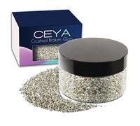 Ceya 5.3oz/ 150g Crushed Irregular Glass Silver Metallic Crystal Chips Broken Glass Glitter 2-4mm Craft Glitter for Nail Arts Epoxy Resin Mold Coasters Ornament Painting Geode Phone Case Jewelry