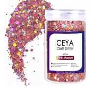 Ceya Holographic Chunky Glitter, 1 LB/ 16OZ Pink Mauve Bulk Craft Glitter