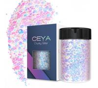 Ceya Magic Opal Glitter, 4.9oz/ 140g Craft Chunky Glitter Powder Mixed Fine Flakes Iridescent Nail Sequins for Nail Art, Hair, Epoxy Resin, Tumblers, Slime, Painting, Festival Decor