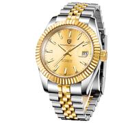 CEYADG Pagani Design Automatic Watch, 40mm Stainless Steel Case, Date Display, NH35 Movement, 100m Water Resistant, Synthetic Sapphire Crystal, Gold, Minimalist