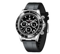 CEYADG Pagani Design Daytona Homage Men's Quartz Watch, Chronograph Wristwatch for Men, VK63 Movement, Stainless Steel Band, PD1644, SilverBlack