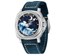 CEYADG Pagani Design Retro Watches for Men, Men's 43mm Automatic Watch with Leather Strap, Mechanical Wristwatch NH35A Movement, Synthetic Sapphire with AR&AF, Blue