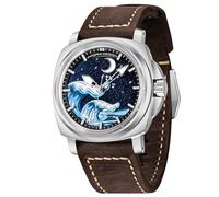 CEYADG Pagani Design Retro Watches for Men, Men's 43mm Automatic Watch with Leather Strap, Mechanical Wristwatch NH35A Movement, Synthetic Sapphire with AR&AF, Brown