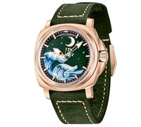 CEYADG Pagani Design Retro Watches for Men, Men's 43mm Automatic Watch with Leather Strap, Mechanical Wristwatch NH35A Movement, Synthetic Sapphire with AR&AF, Gold Green