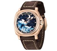 CEYADG Pagani Design Retro Watches for Men, Men's 43mm Automatic Watch with Leather Strap, Mechanical Wristwatch NH35A Movement, Synthetic Sapphire with AR&AF, Gold Brown