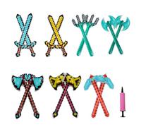 CEYAZYE 14 Pack Inflatable Weapon Toys Set with Hand Air Pump, 37'' Inflatable Sword Pirates Axes Hatchets Pickaxes Party Supplies for Halloween Birthday Swimming Pool Party Cosplay Stage Props