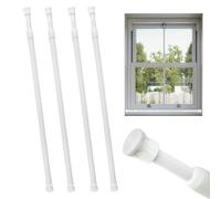CEYAZYE 4 Pack Window Security Bars, 15.7''-27.5'' Adjustable Sliding Glass Door Lock Bar, Window Safety Bars with Rubber Tips, White Security Stick for Home, Bathroom Cupboard