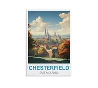 CEYHNO Chesterfield East Midlands Vintage Travel Posters 16x24inch(40x60cm) Canvas Art Poster And Wall Art Picture Print Modern Family Bedroom Decor