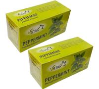 Ceylon 2 x Peppermint Tea 50g - 25 Enveloped Tea Bags Each, Natural Refreshing Herbal Infusion Calming & Caffeine-Free, Perfect Tea to Enjoy