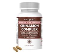 Ceylon Cinnamon Capsules with Berberine, Chromium & Fenugreek - High Strength 4750mg Cinnamon Complex - Chromium Contributes to Normal Blood Glucose Levels - 60 Vegan Capsules - Nutripact UK