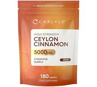 Ceylon Cinnamon Tablets 5000mg | Blood Sugar Control High Strength | 180 Vegan Tablets (3 Months Supply) | Cinnamomum Verum Extract | by Carlyle