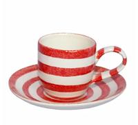 Ceylon Studio Red & White Swirl Design Hand Painted Ceramic Teatime Tableware - Espresso Cup & Saucer