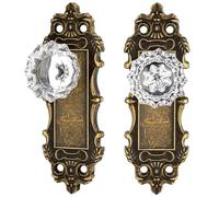 CEYMIO 2 Pack Crystal Glass Dummy Door Knobs Interior, Antique Brass Bronze