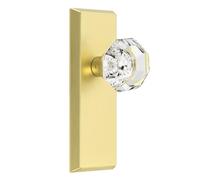 CEYMIO Antique Crystal Dummy Door Knobs Interior, 2 Pack, Brushed Gold