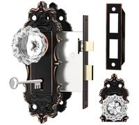 CEYMIO Antique Door Knobs Interior Mortise Lock Oil Rubbed Bronze Door Knob Crystal Glass Door Handle Vintage Skeleton Key Door Locks for Bedrooms Bathroom