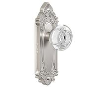 CEYMIO Luxury Glass & Crystal Door Knob with Brushed Nickel Dummy Handle and Diamond Cut Plate - for Bedroom,Bathroom,Hallway and Closet Interior Doors