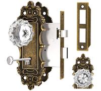 CEYMIO Mortise Lock Crystal Glass Door Knobs Interior, Antique Brass Bronze
