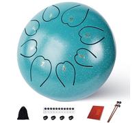 Ceyodo Steel Tongue Drum Malachite, 6 Inch 8 Notes Rain Drum, Hang Drum Instrument Handpan drum for Meditation Yoga Education Percussion with Bag, Music Book, Mallets, Finger Picks