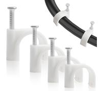 CEYOME Cable Clips White 400 Pack, Strong Nail Wire Clips for Cables, Round Cable Clips in 4 Sizes (4mm 6mm 8mm 10mm) for Tidy Cable Management