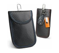 CEYOME Faraday Pouch for Car Keys - 2 Pack Car Key Signal Blocker Pouch, Anti-Theft Keyless Entry Protection Case with Key Rings, Red & Blue