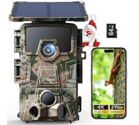 CEYOMUR 4K UHD Solar Wildlife Camera, WiFi 6 Trail Camera with 5200mAh Lithium Battery Rechargeable, Deer Camera with 64GB TF Card, 120° Detection Angle Night Vision Motion Activated