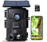 CEYOMUR 4K UHD Solar Wildlife Camera, WiFi 6 Trail Camera with 5200mAh Lithium Battery Rechargeable, Wildlife Camera with 120° Detection Angle Night Vision Motion Activated with 32GB SD Card