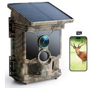 CEYOMUR Solar Wildlife Camera 4K 30fps, WiFi Bluetooth 68MP Trail Camera with 5200mAh Rechargeable Battery, 120° Detection Angle Night Vision Motion Activated IP66 Waterproof with 32GB Micro SD Card
