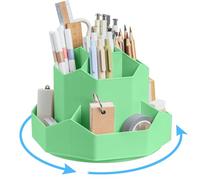 Ceysin Desk Organiser, 360 Degree Rotating Pen Pencil Holder with 9 Compartments, Multifunctional Pen Pots Makeup Brushes Holder Desktop Stationary Storage for Home Office Supplies Desk Tidy (Green)