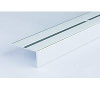 Cezar 2M Stair Nosing 40mm × 20mm Silver- Anodised Aluminium - Anti-Slip Grooved Surface, 2m Long LSSR (Silver)