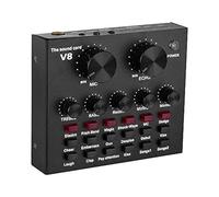 CEZO V8 Portable Audio Mixer Interface, Bluetooth Sound Card for Live Streaming/Recording/Podcast/Voice Change/Karaoke/Gaming/Singing with Sound Effects, 3.5mm Mic Jack for Guitar (V8 Black)